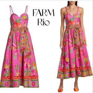 Farm Rio Delicate Fruit Organic Cotton Midi Dress S